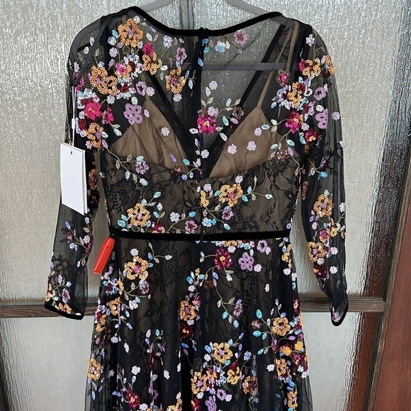 Mac Duggal BLACK FLORAL EMBROIDERED TEA LENGTH DRESS size 4 NEW $538 sldout size - Picture 9 of 14